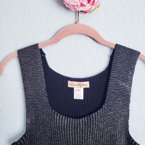 Mara Huffman Black‎ Metallic Knit Ribbed Bodycon Dress with Zipper Details - Picture 5 of 10